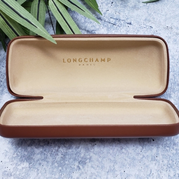 Longchamp Paris Brown Leather Glasses Hard Case - Picture 5 of 5